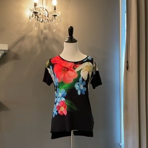 Ted Baker multicolor floral print shirt sleeved t-shirt tee, size 2